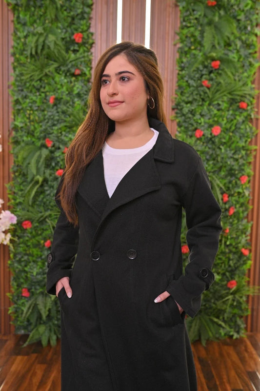 LY-23 Bea's Long Fleece Trench Coat For Women's