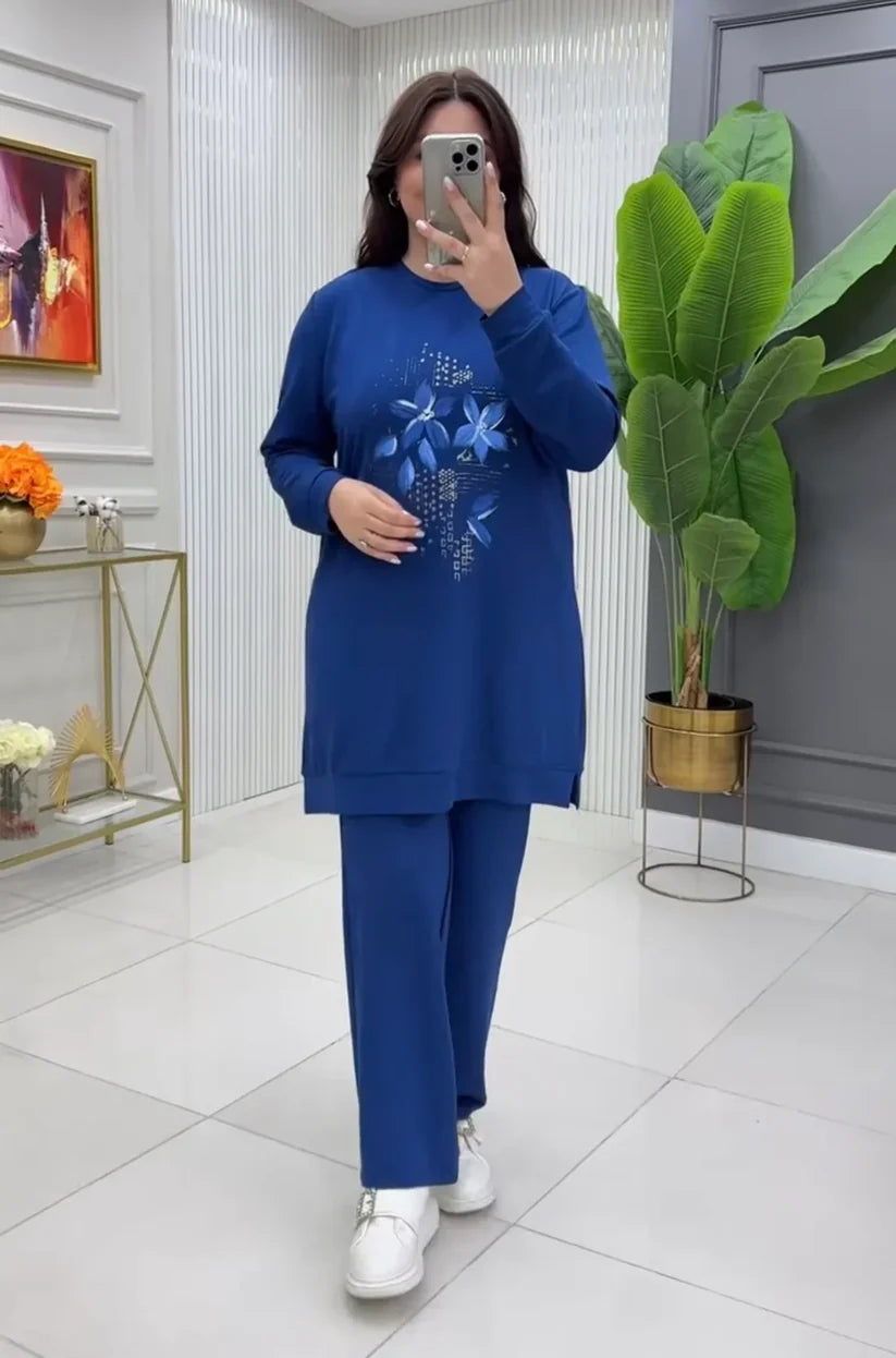 CH-478 BEA'S Flowers Printed Fleece Co-ord Set