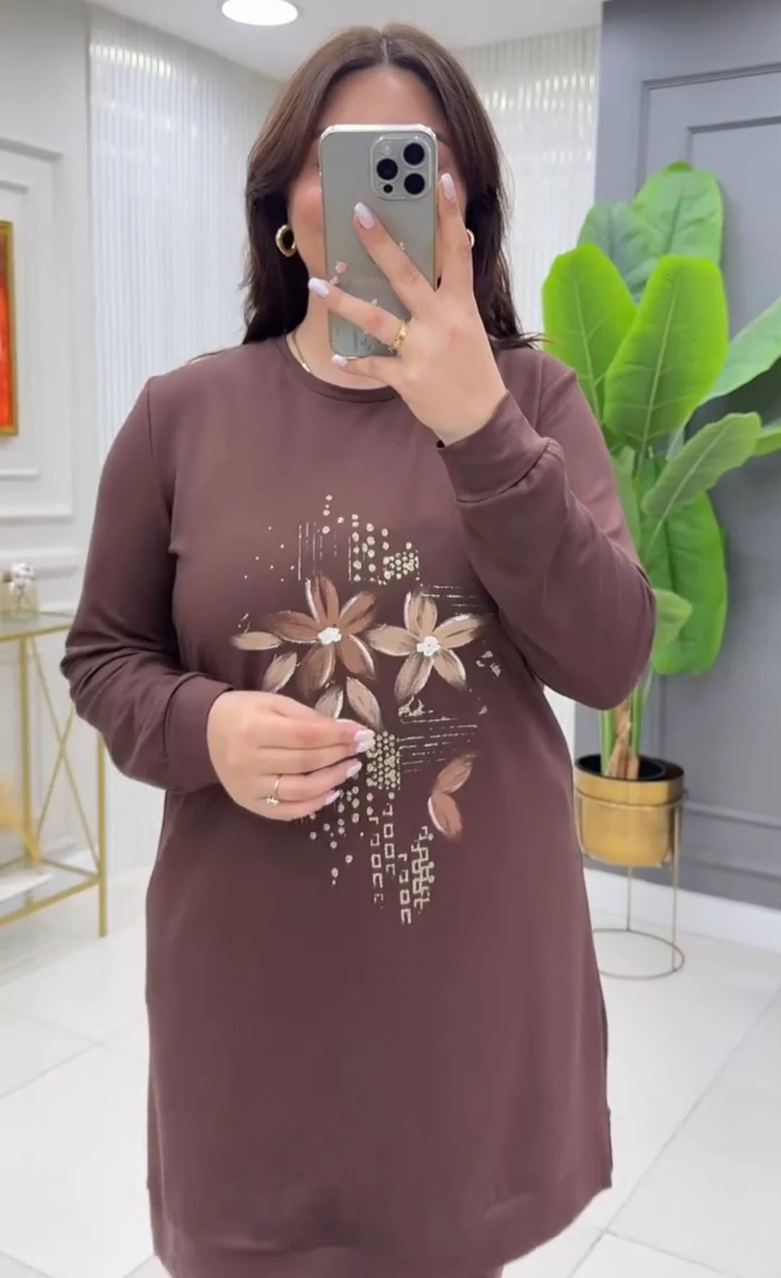 CH-478 BEA'S Flowers Printed Fleece Co-ord Set