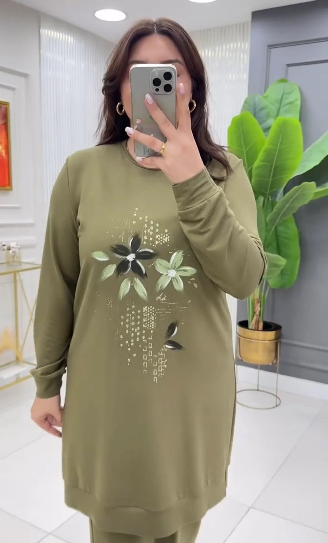 CH-478 BEA'S Flowers Printed Fleece Co-ord Set