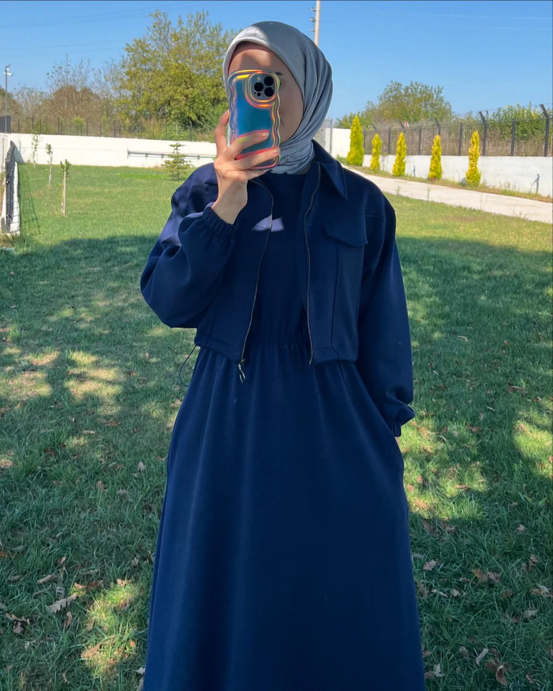 CH-499 BEA'S 2 Pcs Winter Outfit Long Frock With Upper Fleece Jacket