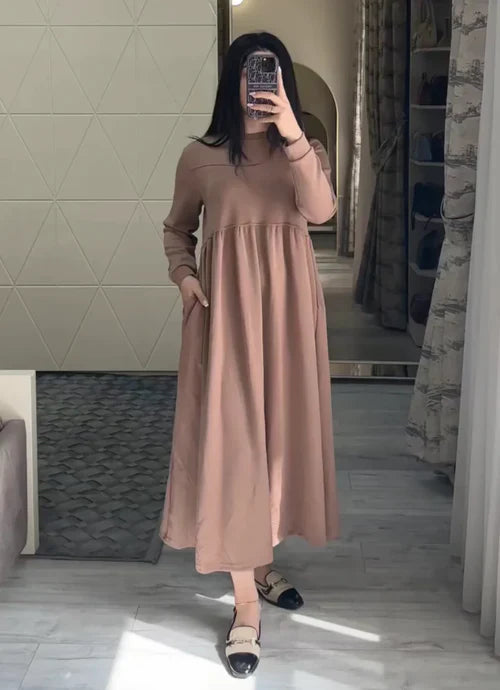 CH-523 BEA'S Warm Fleece Long Fallen Top