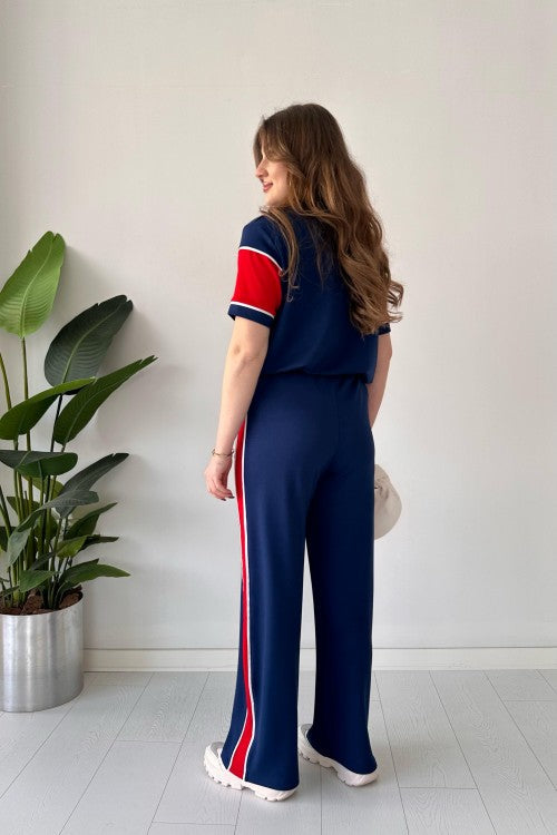 Ch-544 Beaswear Straight Trouser Panel Tee Tracksuit For Women