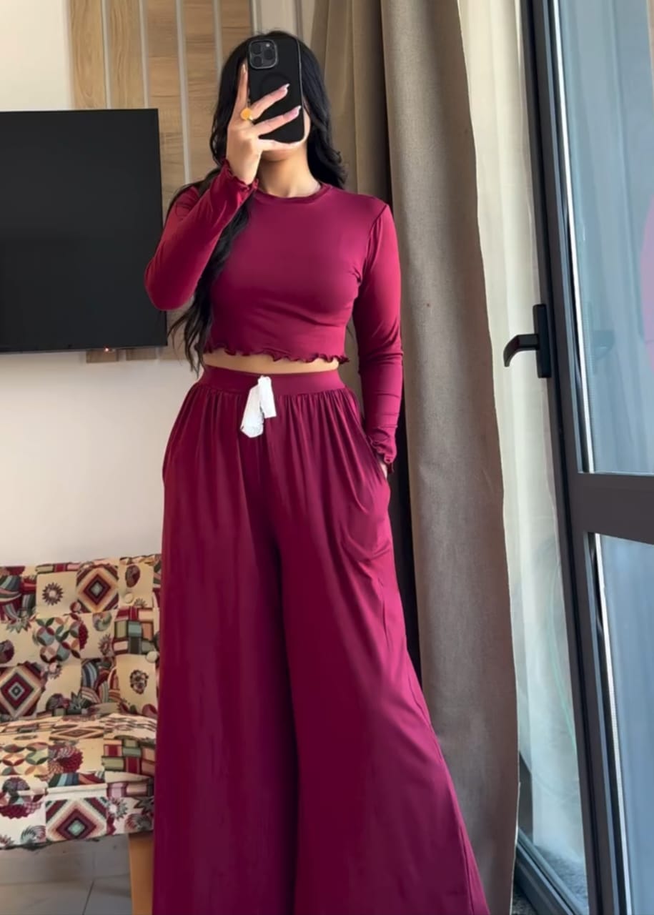 CH-546 Beaswear BreezeFlow Wide-Leg Loungewear Set For Summer