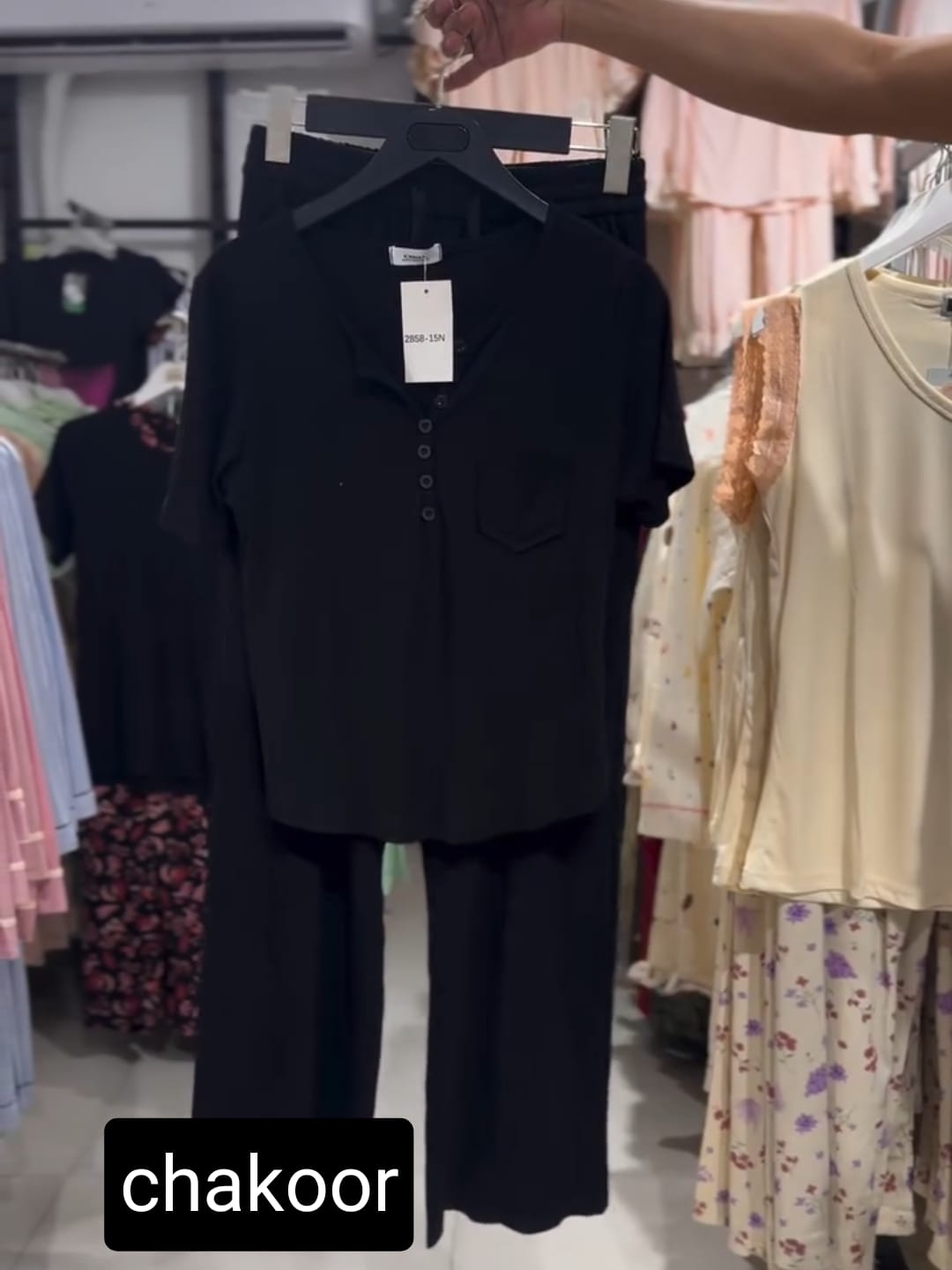 CH-538 Beaswear 2 pc button casual top with straight trouser
