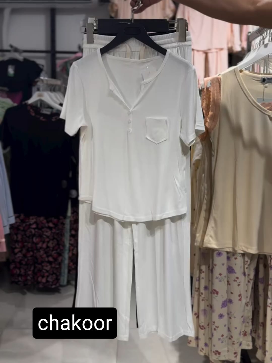 CH-538 Beaswear 2 pc button casual top with straight trouser