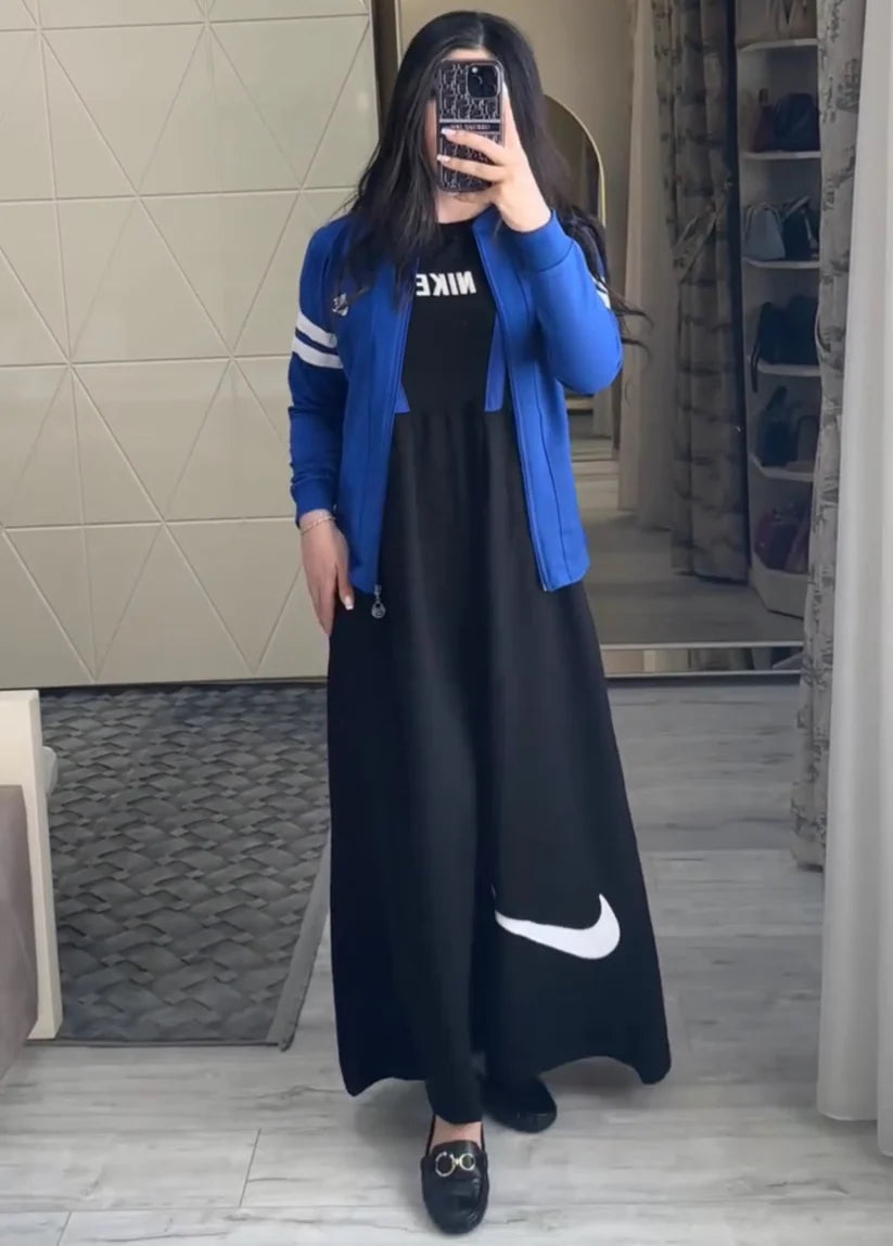 CH-492 BEA'S 2 Pcs Casual Outfit Upper With Long Inner Gown