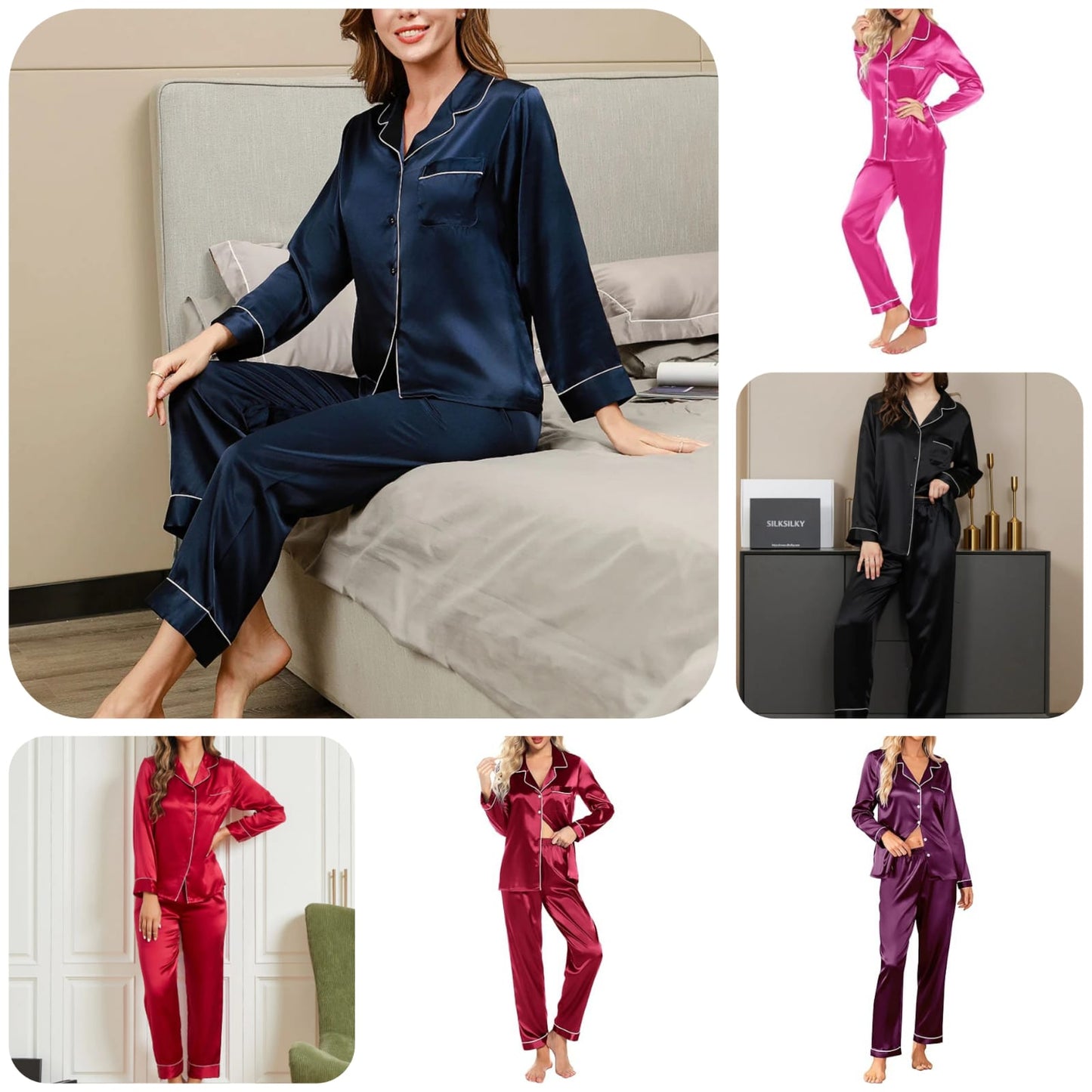 Bea's Pjs Silk Full Sleeves Nightwear