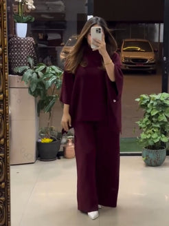 Ch # 528 Beaswear Poncho flare top with trouser winter fleece co ords LIMITED EDITION