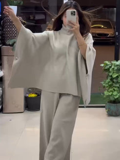 Ch # 528 Beaswear Poncho flare top with trouser winter fleece co ords LIMITED EDITION