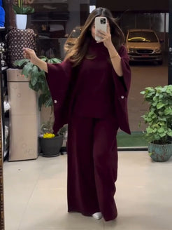 Ch # 528 Beaswear Poncho flare top with trouser winter fleece co ords LIMITED EDITION