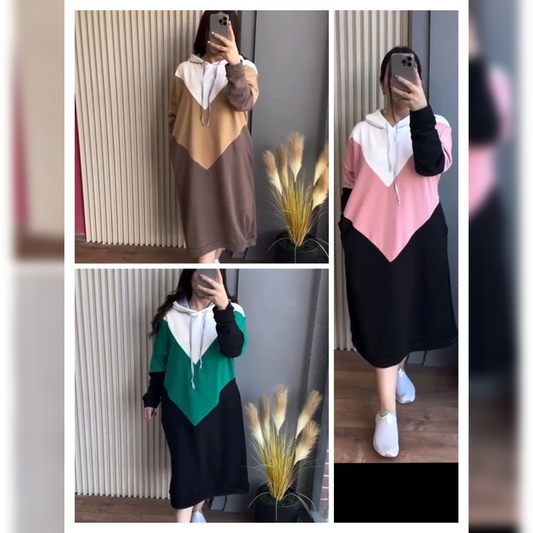 CH-398 Bea's Warm Fleece Long Hooded Top