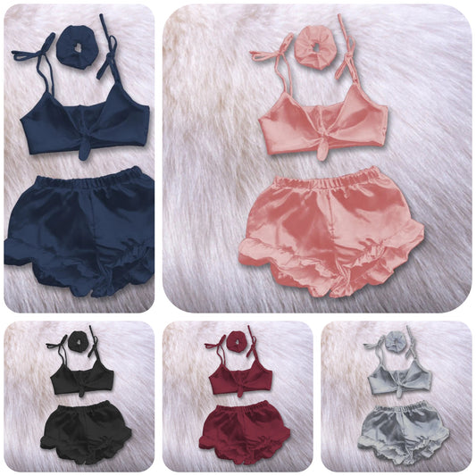 3 IN 1 SATIN SILK SLEEPWEAR SET CHK # P38
