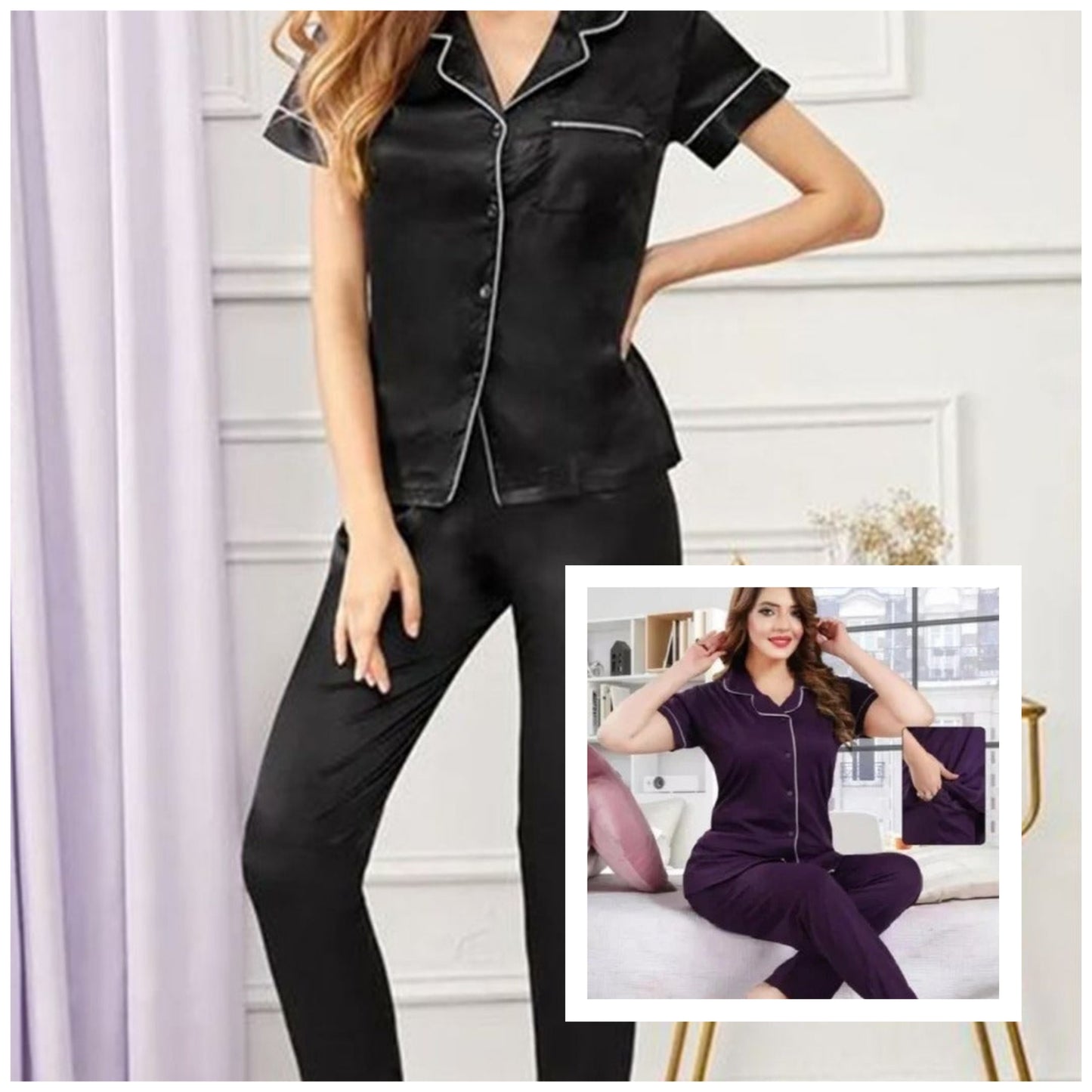 Bea's Pjs Silk Half Sleeves Nightwear