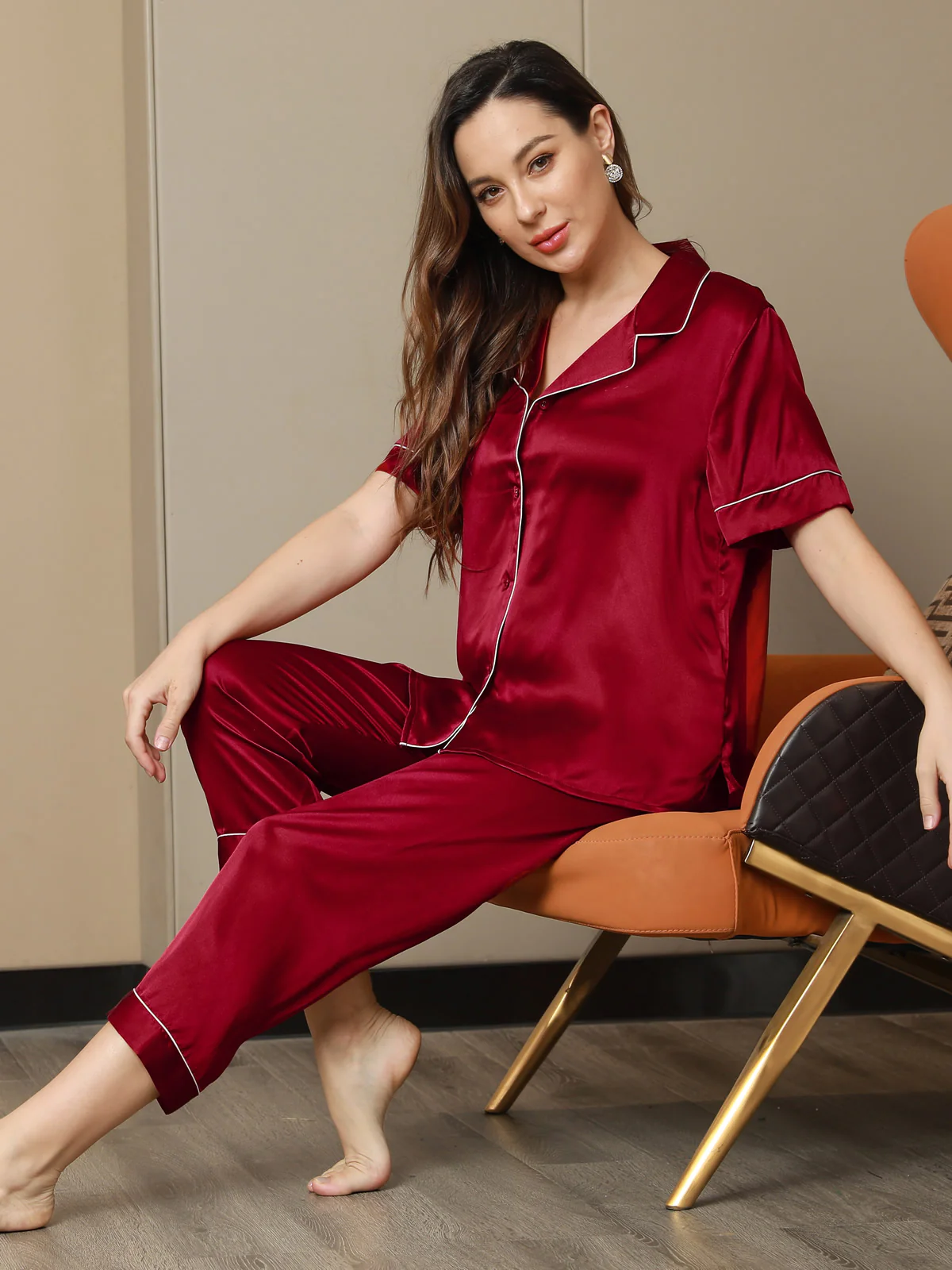 Bea's Pjs Silk Half Sleeves Nightwear