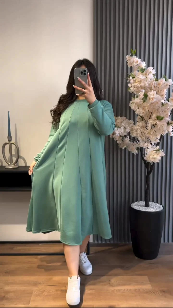 CH-394 Bea's Warm Fleece Long Fallen Frock Top