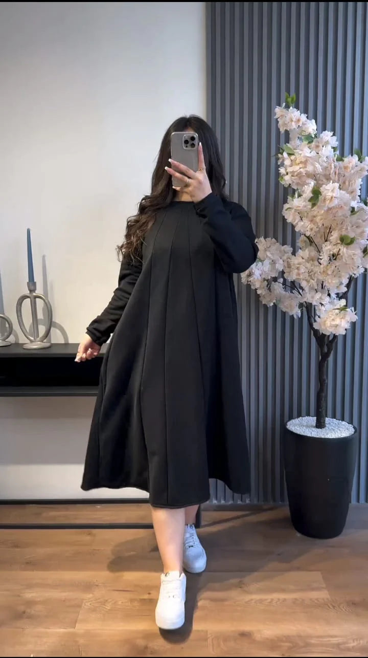 CH-394 Bea's Warm Fleece Long Fallen Frock Top