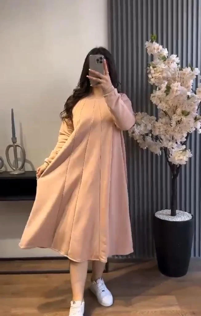 CH-394 Bea's Warm Fleece Long Fallen Frock Top