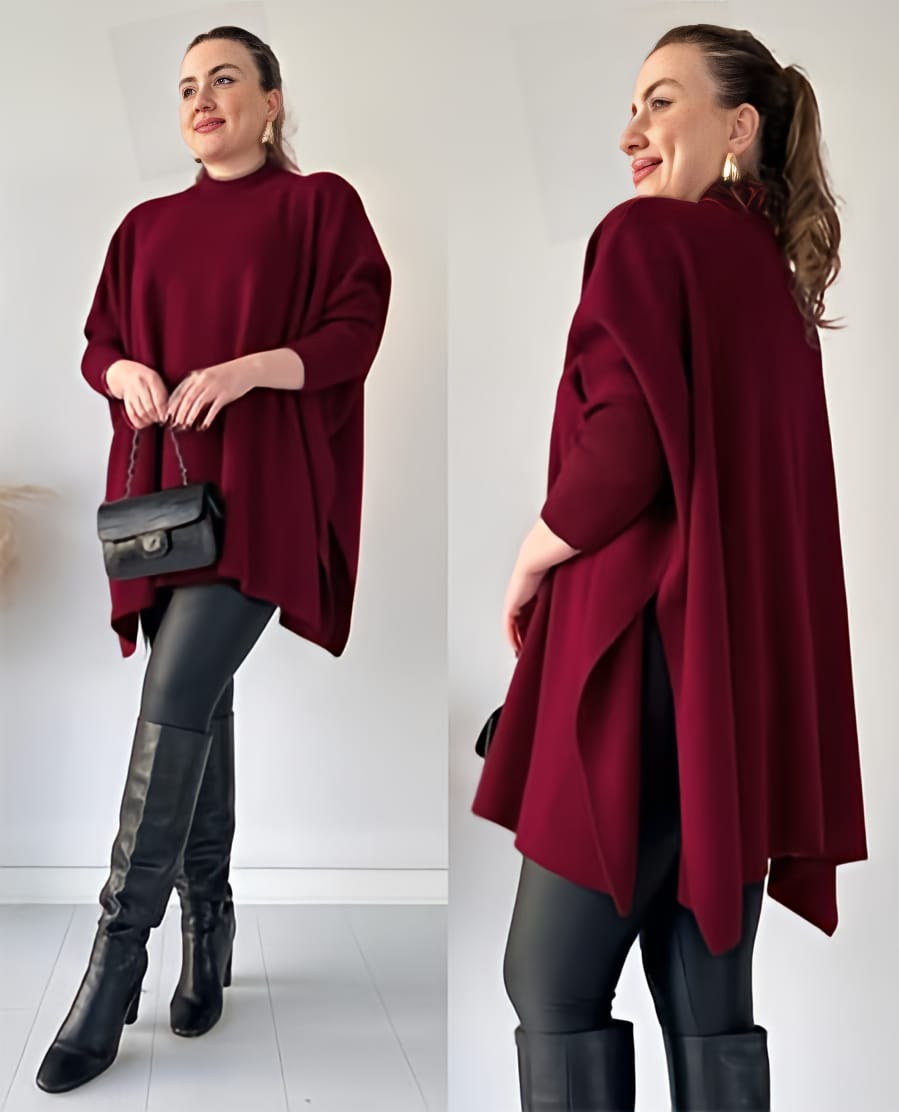 CH-395 Bea's Batwing Style Fleece Shawl Poncho