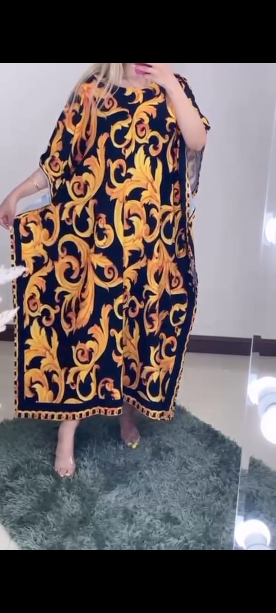 CH-409 BEA'S Long Artistic Shamoz Silk Kaftaan
