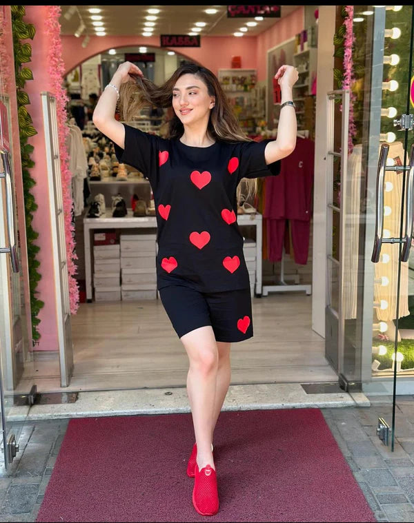CH#434 Heart Shape Printed T-Shirt & Short