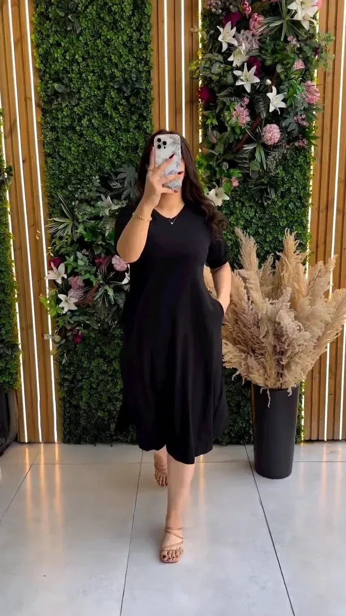 CH # 360 Modern Women's Short Sleeve Flowy Pocketlong Top