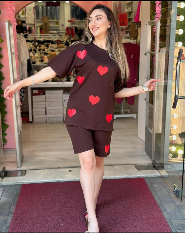 CH#434 Heart Shape Printed T-Shirt & Short