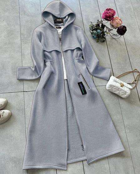 LY-25 Bea's Oversize Long Hooded Fleece Upper Coat