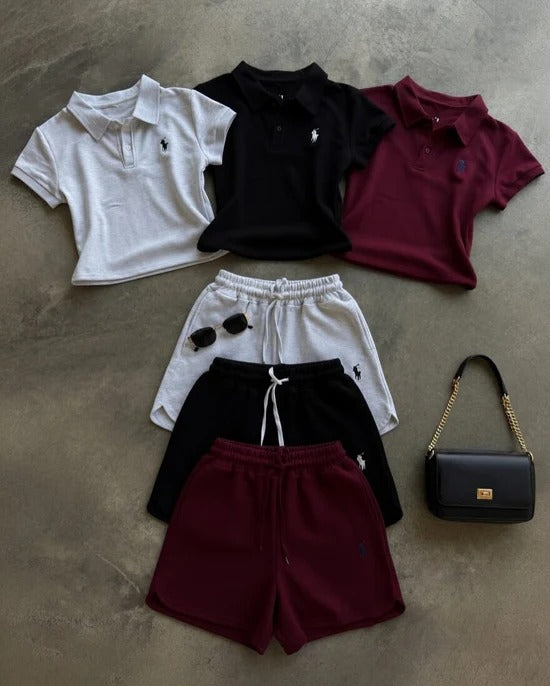 CH-6042 BEAS Polo Co-Ord Set for Women Summer Polo Shirt & Shorts Matching Set