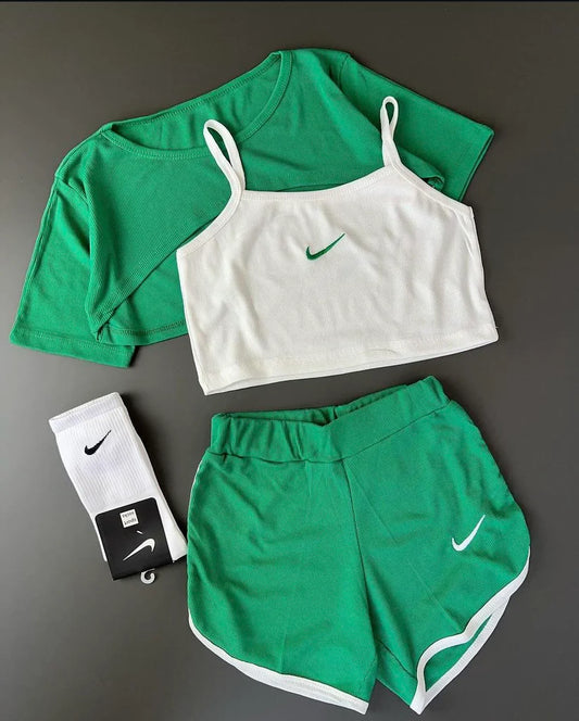 Ch#459 Matching tripe set upper shirt inner shirt with boxer short for women