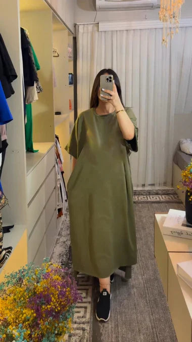 CH-460 bea's Long Loose Plain Top Tee