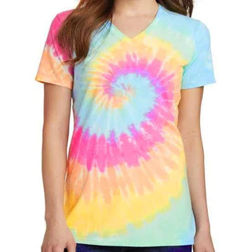 V NECK RAINBOW CIRCLE TIE DYE T-SHIRT  CH # 79