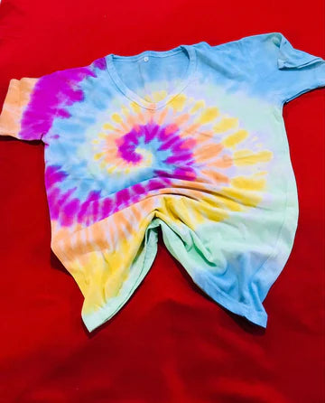 V NECK RAINBOW CIRCLE TIE DYE T-SHIRT  CH # 79