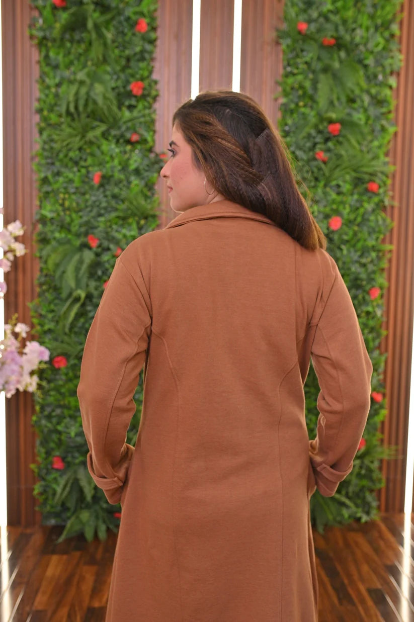 LY-23 Bea's Long Fleece Trench Coat For Women's