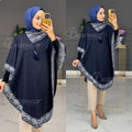 CH # 374 Bea's Winter Glam Print Wrap Fleece-Printed Shawl Ponchos With Cozy Neck
