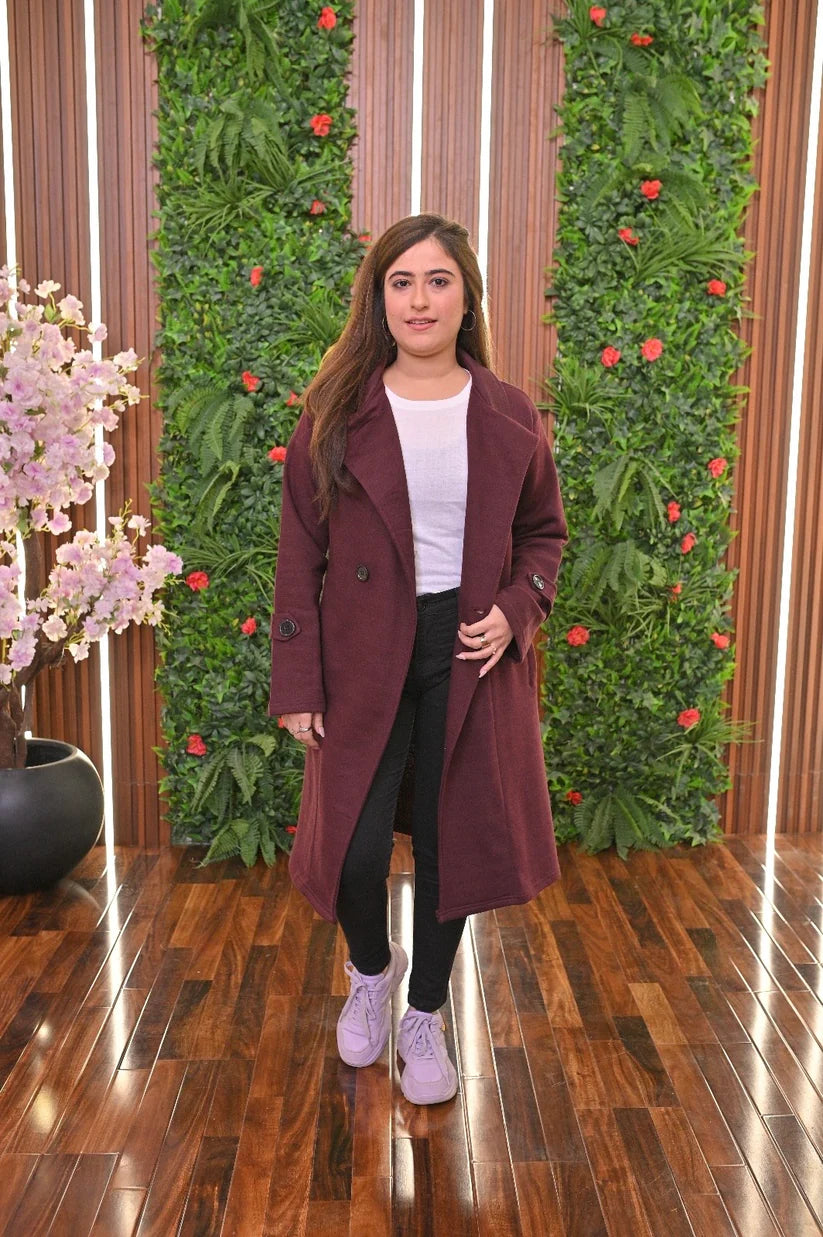 LY-23 Bea's Long Fleece Trench Coat For Women's