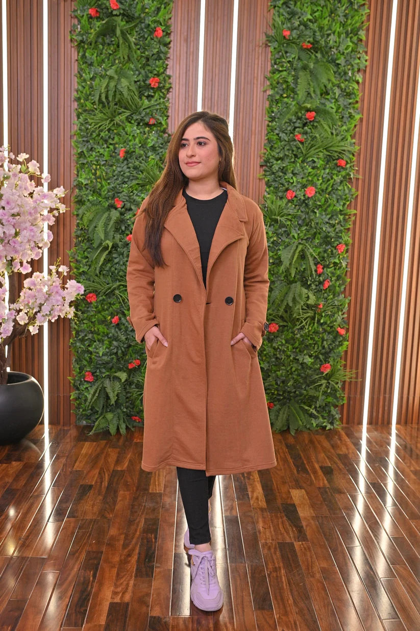 LY-23 Bea's Long Fleece Trench Coat For Women's