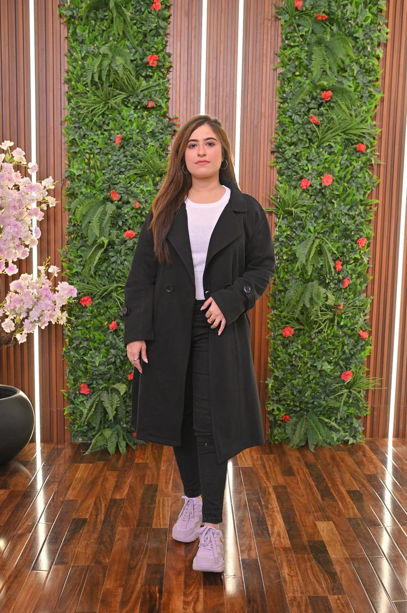 LY-23 Bea's Long Fleece Trench Coat For Women's