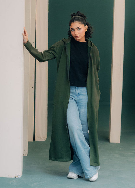 CH-480 BEA'S Long Zipper Fleece Hoodie