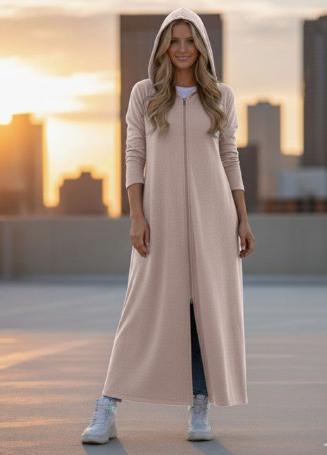 CH-480 BEA'S Long Zipper Fleece Hoodie