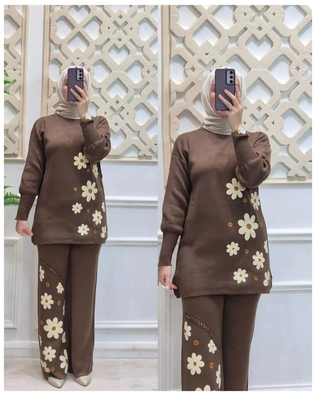 CH-495 BEA'S 2 Pcs Printed Fleece Co-ord Set For Winters