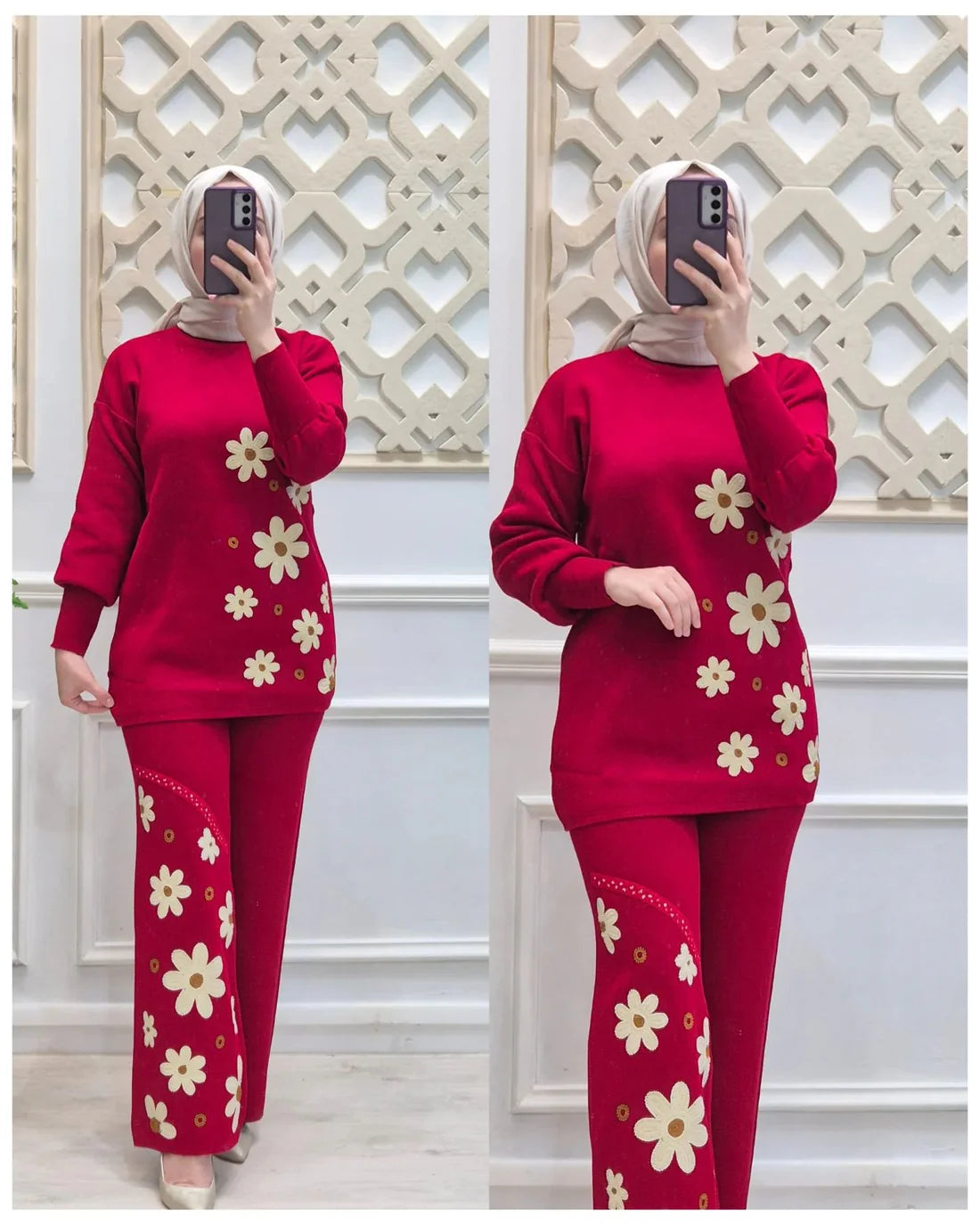 CH-495 BEA'S 2 Pcs Printed Fleece Co-ord Set For Winters