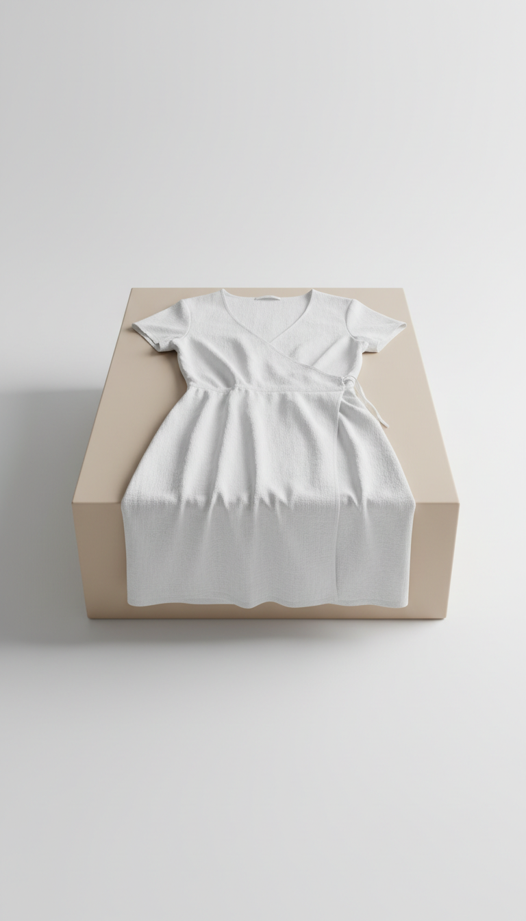 Minimalist White Cotton Wrap Dress