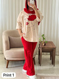 CH # 531 Beaswear Artistic Printed Drop-Shoulder Tee Trousers