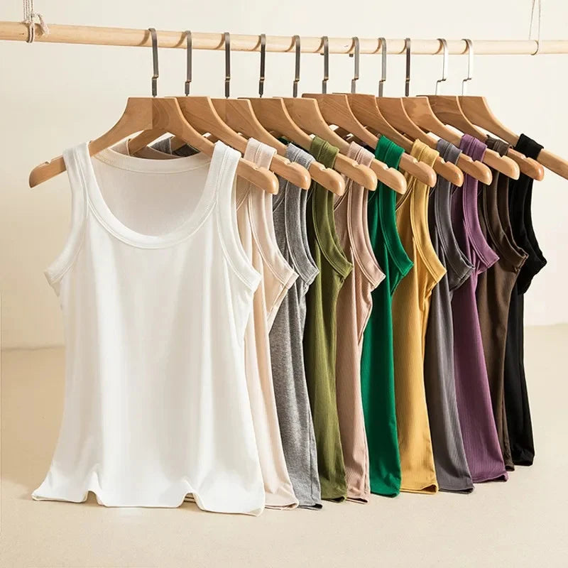 Ch#415 BEA'S O Neck Basic Tank Top