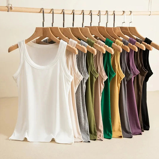 Ch#415 BEA'S O Neck Basic Tank Top