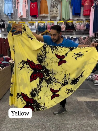 CH # 554 Bea's Butterfly Printed A-Line Long Frock