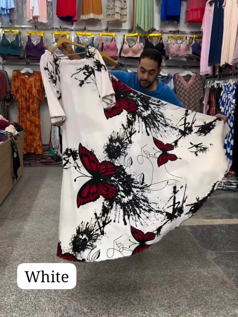 CH # 554 Bea's Butterfly Printed A-Line Long Frock