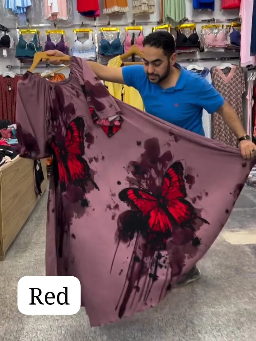 CH # 554 Bea's Butterfly Printed A-Line Long Frock