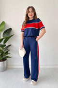 CH-544 BEAS Straight Trouser Panel Tee Tracksuit For Women
